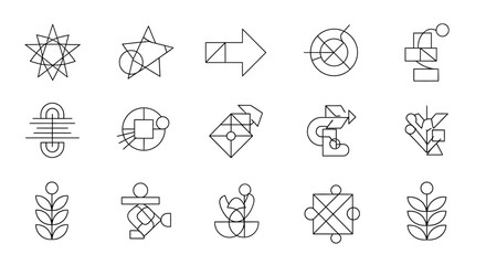 Fototapeta premium Abstract geometric shapes, design elements collection