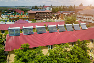 solar water heaters on the roof of the hotel © Polivan