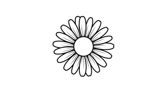 Simple black and white line drawing of a daisy flower.