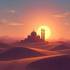 Islamic Eid Mubarak regional atmosphere illustration