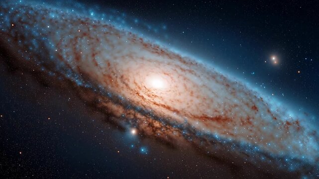 Spiral galaxy glowing in deep space with billions of stars, breathtaking astronomy and cosmic universe concept