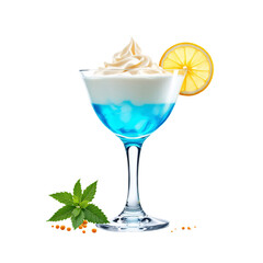 Zesty Laguna Cocktail: Blue and White Delight with Lemon Slice