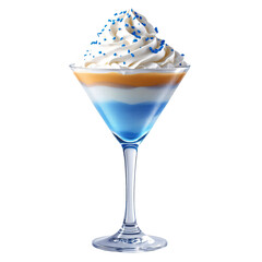 Refreshing Laguna Cocktail: Vibrant Blue Layers with Whipped Cream Topping