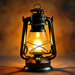 Vintage style lantern with glowing light casting warm shadows creating a nostalgic and cozy atmosphere for backgrounds