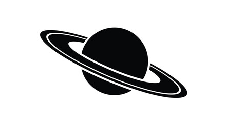 A striking black planet with rings a bold graphic silhouette © Prince