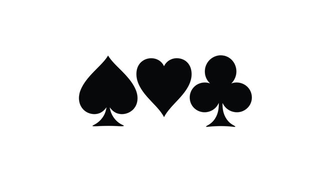 Four playing card suits arranged in a row stark silhouette