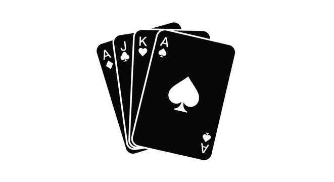 Royal flush in spades ace king queen jack ten silhouette