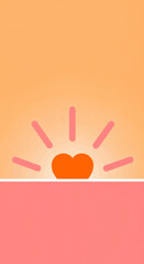 Obraz premium Abstract Sunrise Illustration Featuring Warm Colors and Simple Heart-Shaped Element Design