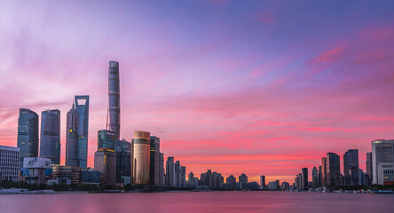 Shanghai Lujiazui Skyline Sunset Over Huangpu River © DoThi