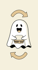 Animated Ghostly Sandwich Loop: A Whimsical, Delightful Illustration for Halloween and Food Themes