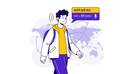 Fototapeta premium Conceptual Illustration Depicting Language Translation and Global Communication Using Modern