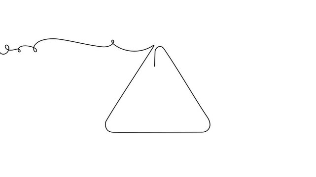Continuous line exclamation attention stop sign caution danger alert mark icon. Exclamation line hazard point safety risk illustration important road triangle mistake error outline alarm drawing mark.
