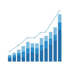 A bar graph illustrating the steady growth of a business over time. isolated on transparent background