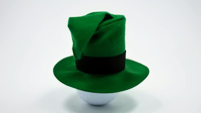 Golf ball in a Leprechaun hat, on a white background. St. Patrick's Day