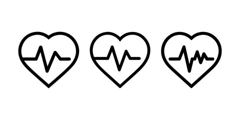 Heartbeat line icon. heart pulse icon. cardiogram icon. ecg icon. pulse line icon. medical heart symbol. heart rate icon.