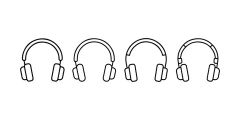 Fototapeta na wymiar Headphones line icons set for music and audio entertainment design vector illustration for sound devices technology interface and electronic equipment