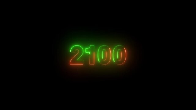 3D high quality 4K footage 2100 countdown animation with black background..