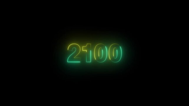 3D high quality 4K footage 2100 countdown animation with black background..
