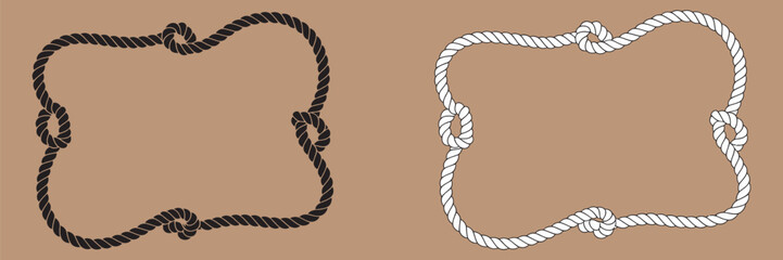 Rope border lasso vector, frame border lasso silhouette illustration, rope design element, isolated white background vector concept © Jackie K. Penn