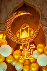 Eid Mubarak Celebration Banner with Islamic Geometric Pattern