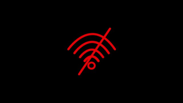 No wifi connection symbol on black background. wifi no connection symbol.