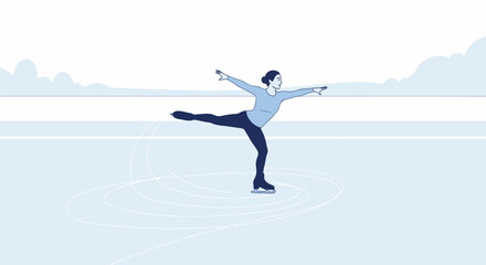 Graceful Figure Skater Performing On Ice
