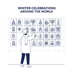 Obraz premium Global Winter Festivities Illustrated Icons And Cultural Showcase