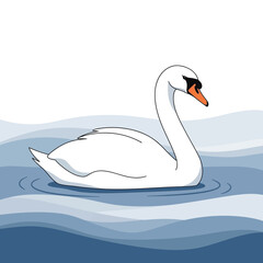 Fototapeta premium Graceful Swan Floating Serene Water Vector Illustration