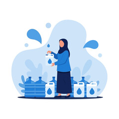 Obraz premium Healthy Hydration Routine Daily Pure Water Delivery Service Illustration