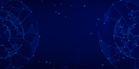 Technology style background image mixed with geometric shapes. Blue lines connect to form many triangles. Curved lines like water waves. Technology graphics. eps10.