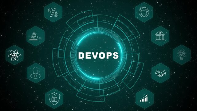 Dev Ops Concept with Futuristic Interface and on Dark Background devops technology software development.transparent background 4k visuals