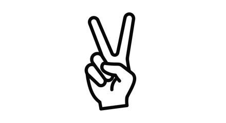 Fototapeta premium Hand displaying a peace sign with two fingers black outline silhouette