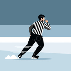 Fototapeta premium Ice Hockey Official Skating Fast During Game Action