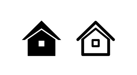 Obraz premium Simple House Icon: Black and White Symbols for Home, Real Estate, and Residential Property