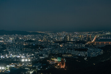 Fototapeta premium N Seoul Tower night city lights view