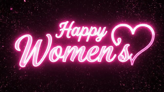 Happy Women's glowing pink neon text with heart