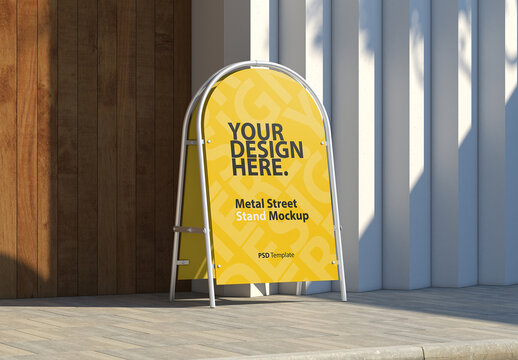 Metal A Frame Stand Mockup on the Street