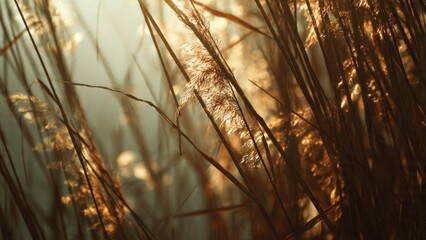 Golden reed grass in sunlight