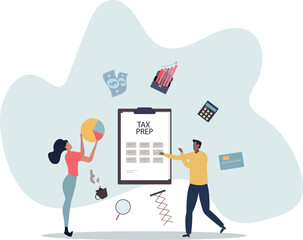 Tax prep or preparation of financial taxation refund.person's life situation and his activities.