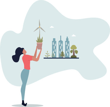 Green new deal or GND with sustainable climate policy .person's life situation and his activities.