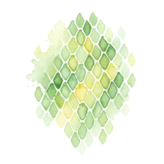 Green watercolor snake skin pattern on black background © MaiHuong Studio