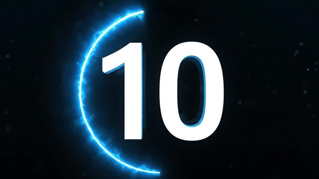 Glowing Blue Circle with Number Ten.