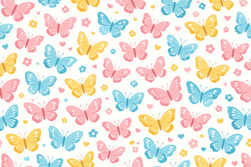 Colorful butterflies in various patterns on a white background showcasing nature's beauty at any time of year