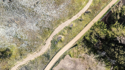 Aerial drone view of Taillees beach, near Bretignolles sur mer, Vendee, France