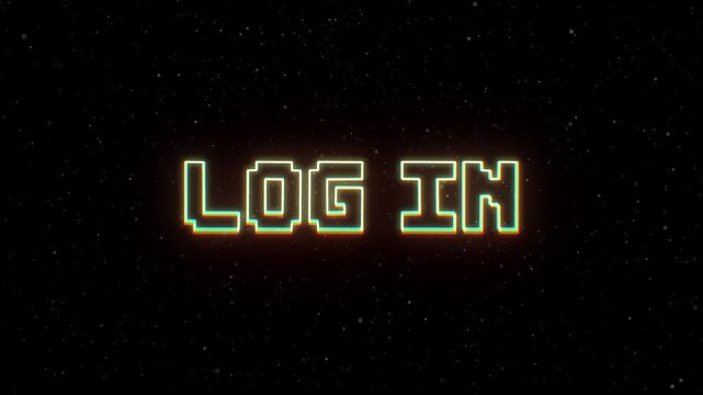Log In Neon text with retro style