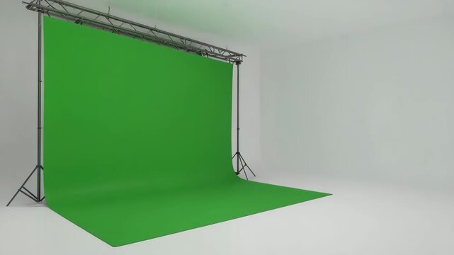 open door with a green screen