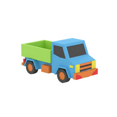 Naklejka premium Cartoon flatbed truck with simple low poly design