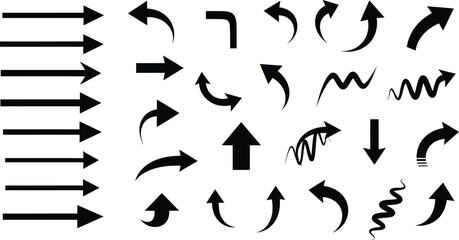 Collection of black arrows in different styles and directions