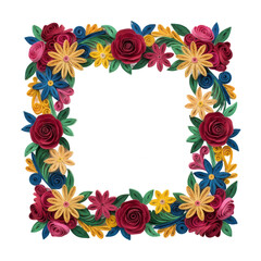 Obraz premium Quilling flower frame isolated on black background