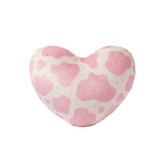 Plush heart pillow with pink cow print pattern